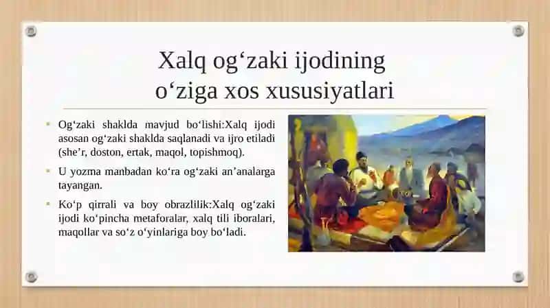 Xalq og‘zaki ijodining o‘ziga xos xususiyatlari, versiya va variantlarining farqli jihatlari 3