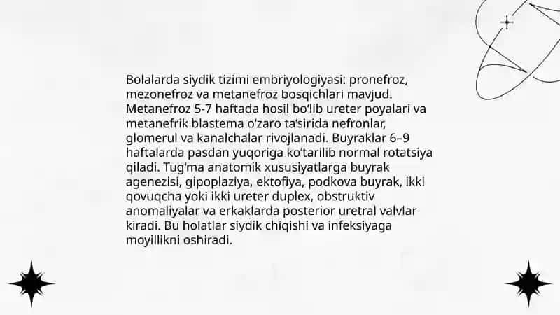 Bolalarda siydik hosil qilish va ajratish a'zolarini anatomo va fiziologik xususiyatlari 3