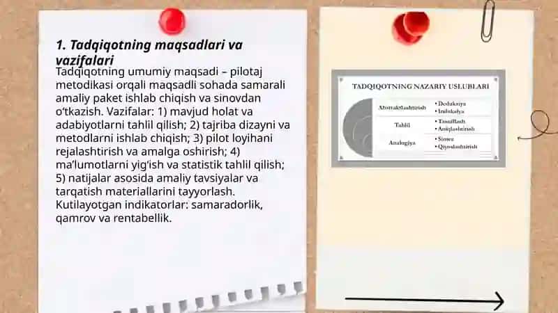 Pilotaj metodikalar va tadqiqot programmasi 3
