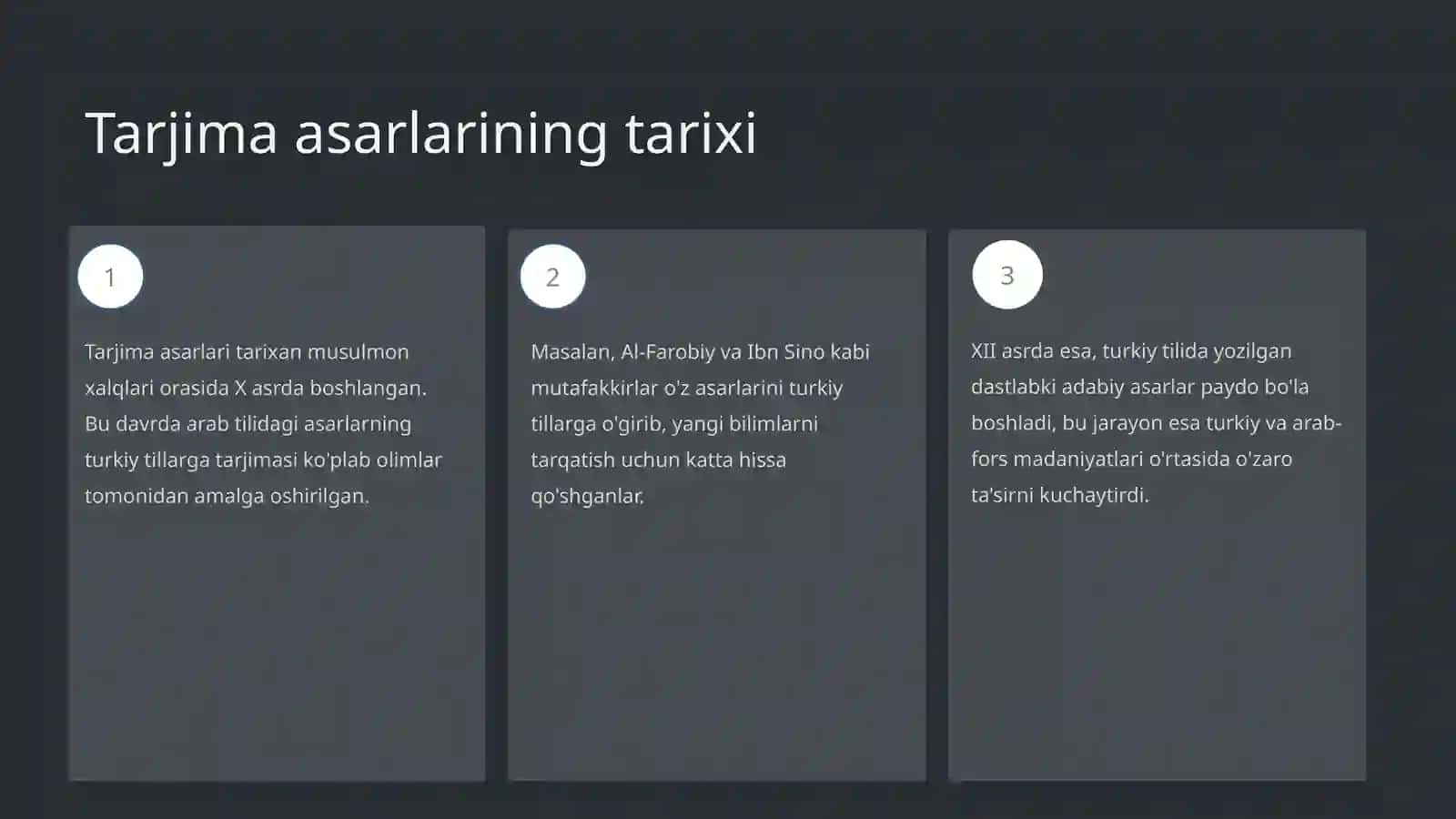 Tarjima va sharh asarlari orqali turkiy va arab-fors yozma merosining oʻzaro tasiri 3