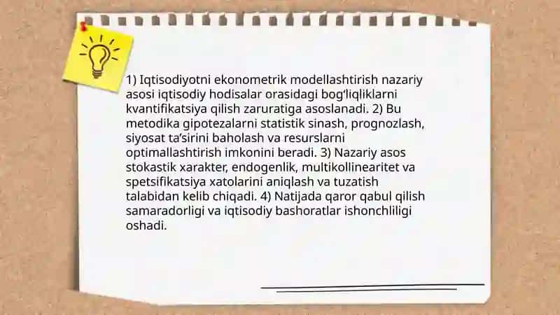 Iqtisodiyotni ekonometrika modellashtirish zarurligi 3