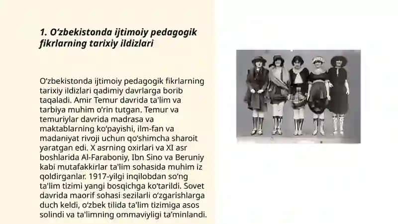 Oʻzbekistonda ijtimoiy pedagogikaning paydo boʻlishi madaniy-tarixiy, ijtimoiy huquqiy shart-sharoitlari 3