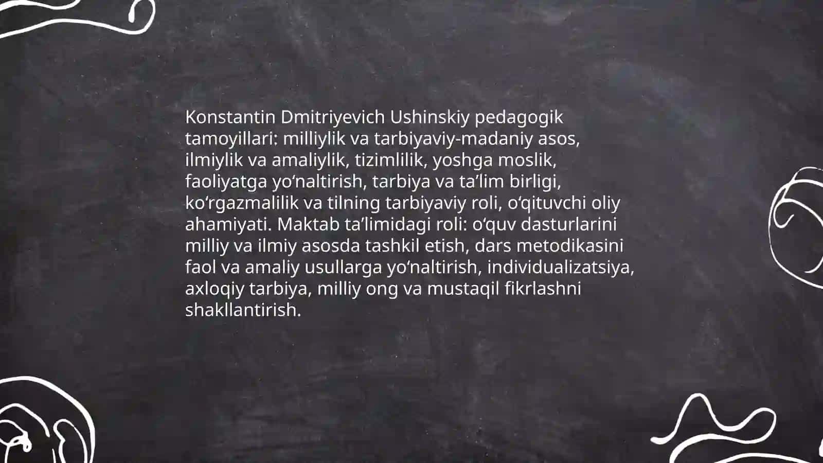 K.D.Ushinskiyning pedagogik gʻoyalari.L.N. Tolstoyning pedagogik qarashlari 3