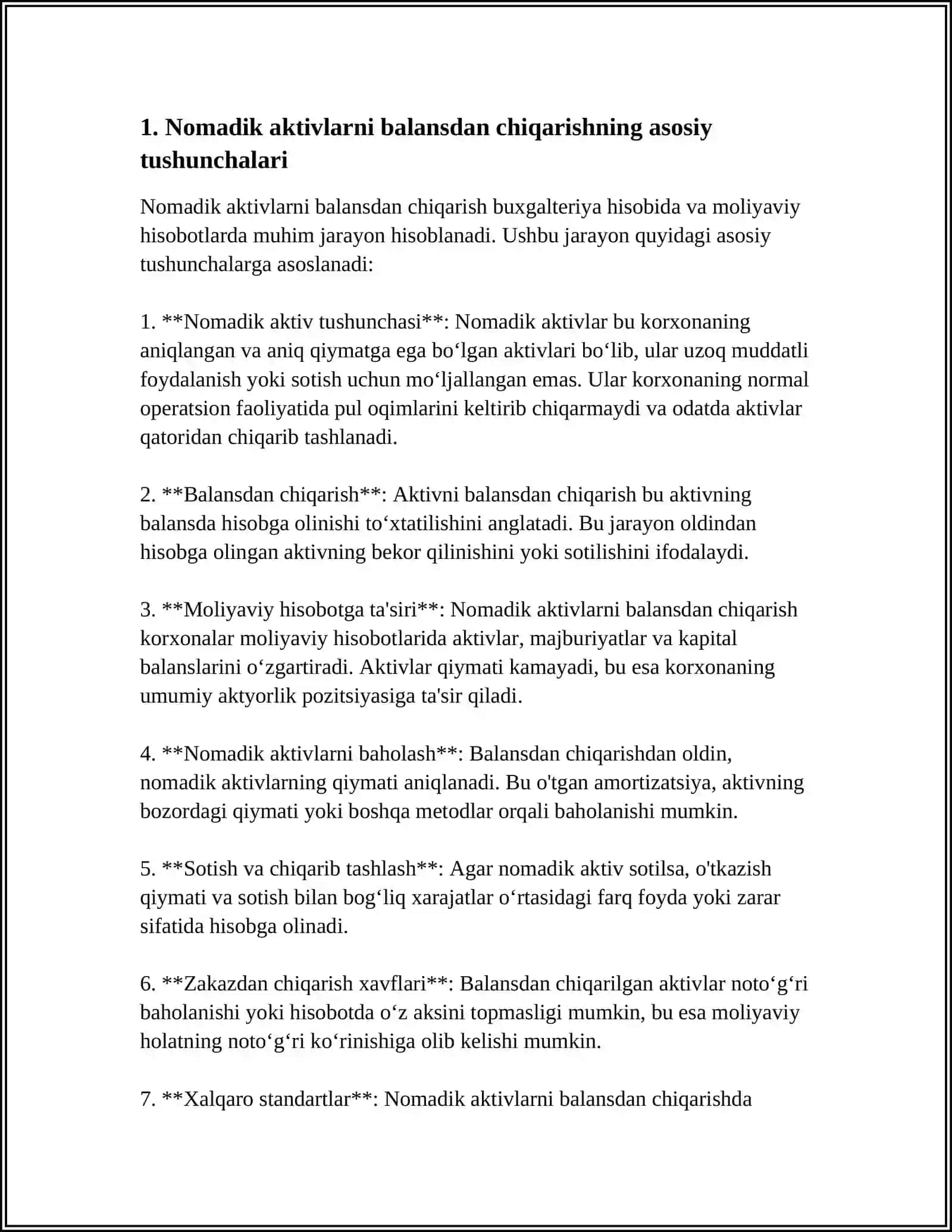 NOMADIV AKTIVLARDAN FOYDALISHNI TOXTATISH VA BALANISDAN CHIQISH HISOBI 3