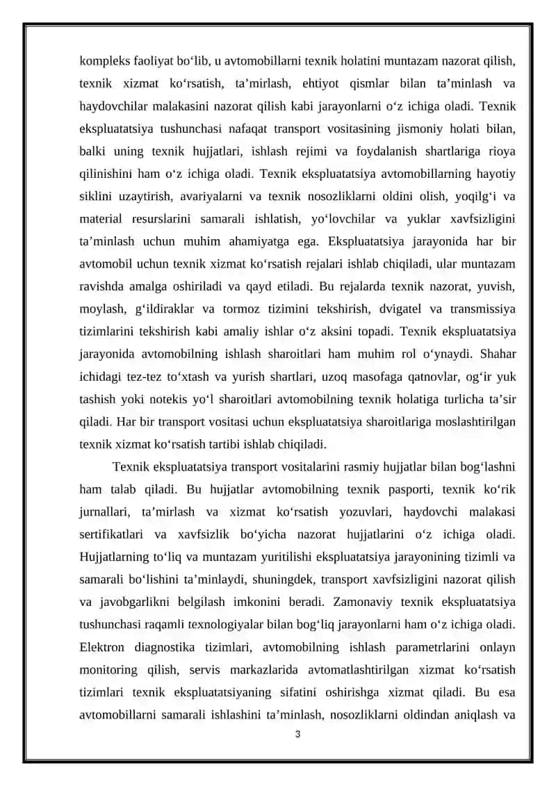 Avtomobillarning texnik ekspluatatsiyasi 3