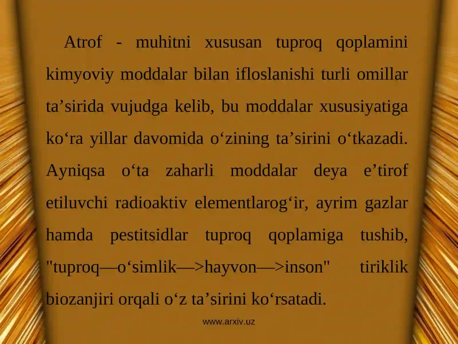 Tuproqlarning zaharli moddalari va texnogen chiqindilar bilan ifloslanishi 3