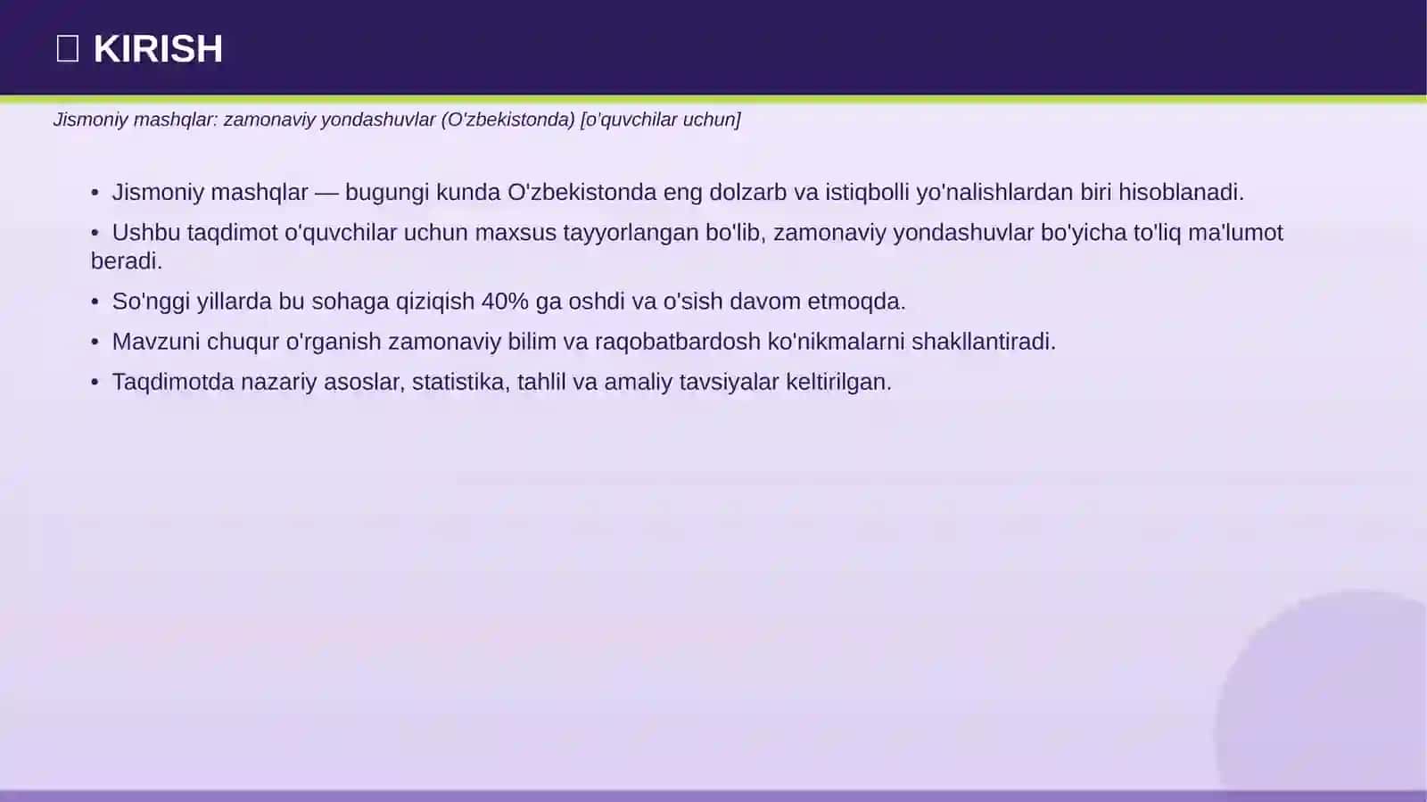 Jismoniy mashqlar: zamonaviy yondashuvlar (O'zbekistonda) 3