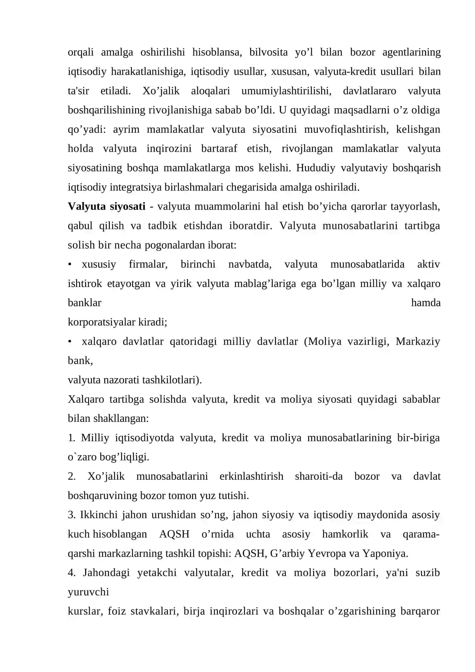 Xalqaro moliya munosabatlarida mamlakat valyuta siyosatining o’rni va ahamiyati 3