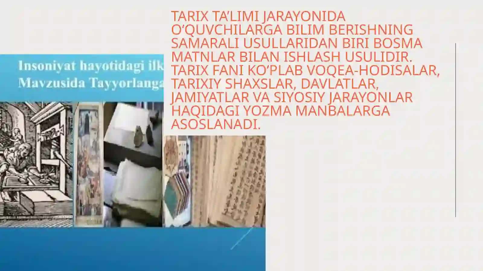 Tarix ta’limida bosma matnlar bilan ishlash usuli 3