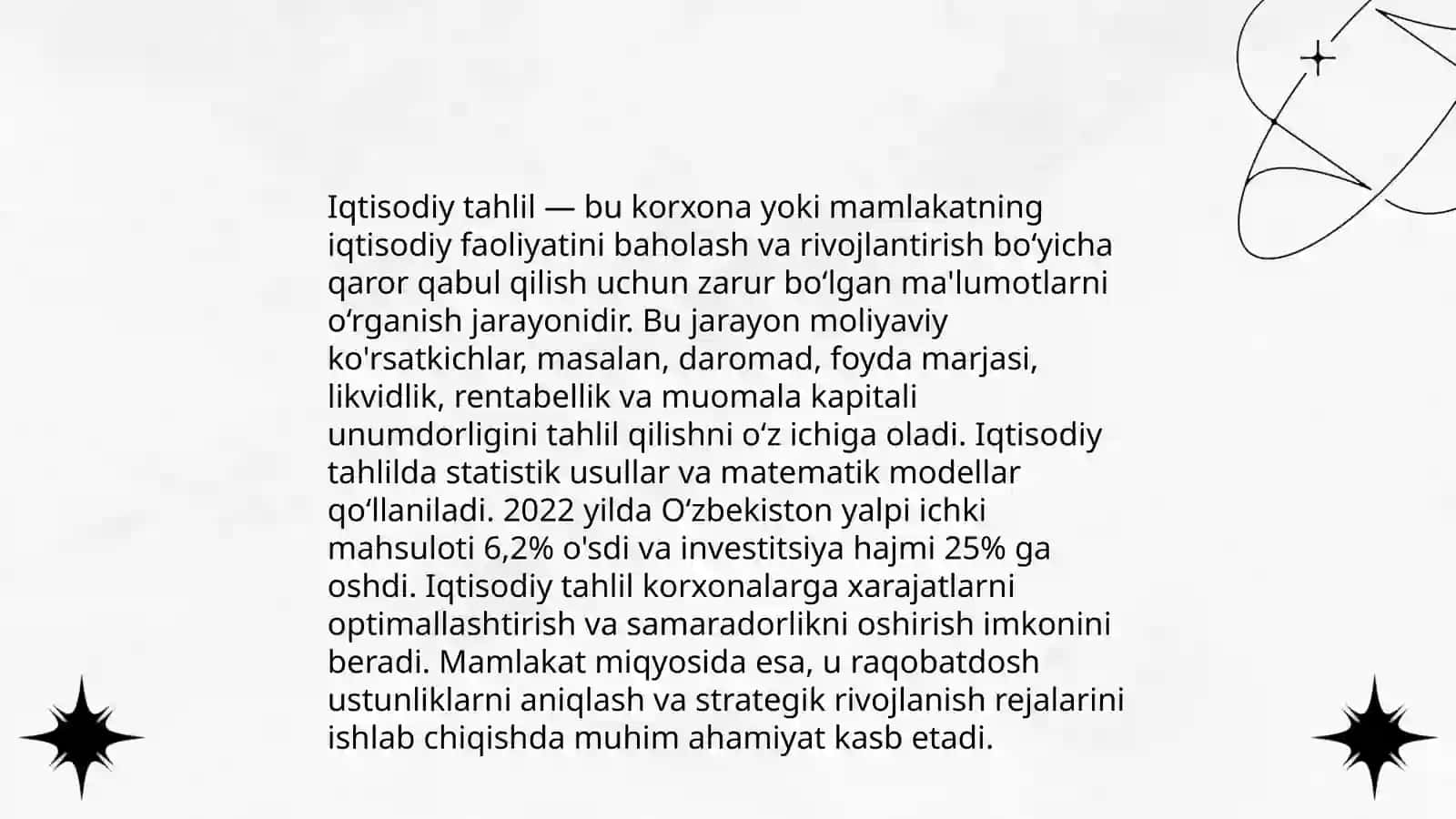 Iqtisodiy tahlilning predmeti, asosiy vazifalari va tamoyillari 3