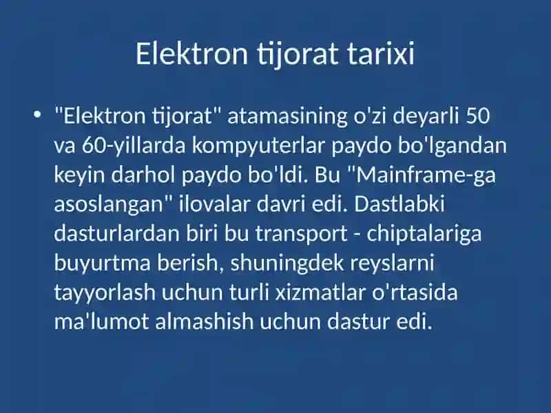 ELEKTRON TIJORAT TARIXI VA UNING MODELLARI 3