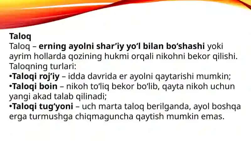 Islom huquqshunosligida oila, nikoh, taloq, idda va zihor 3