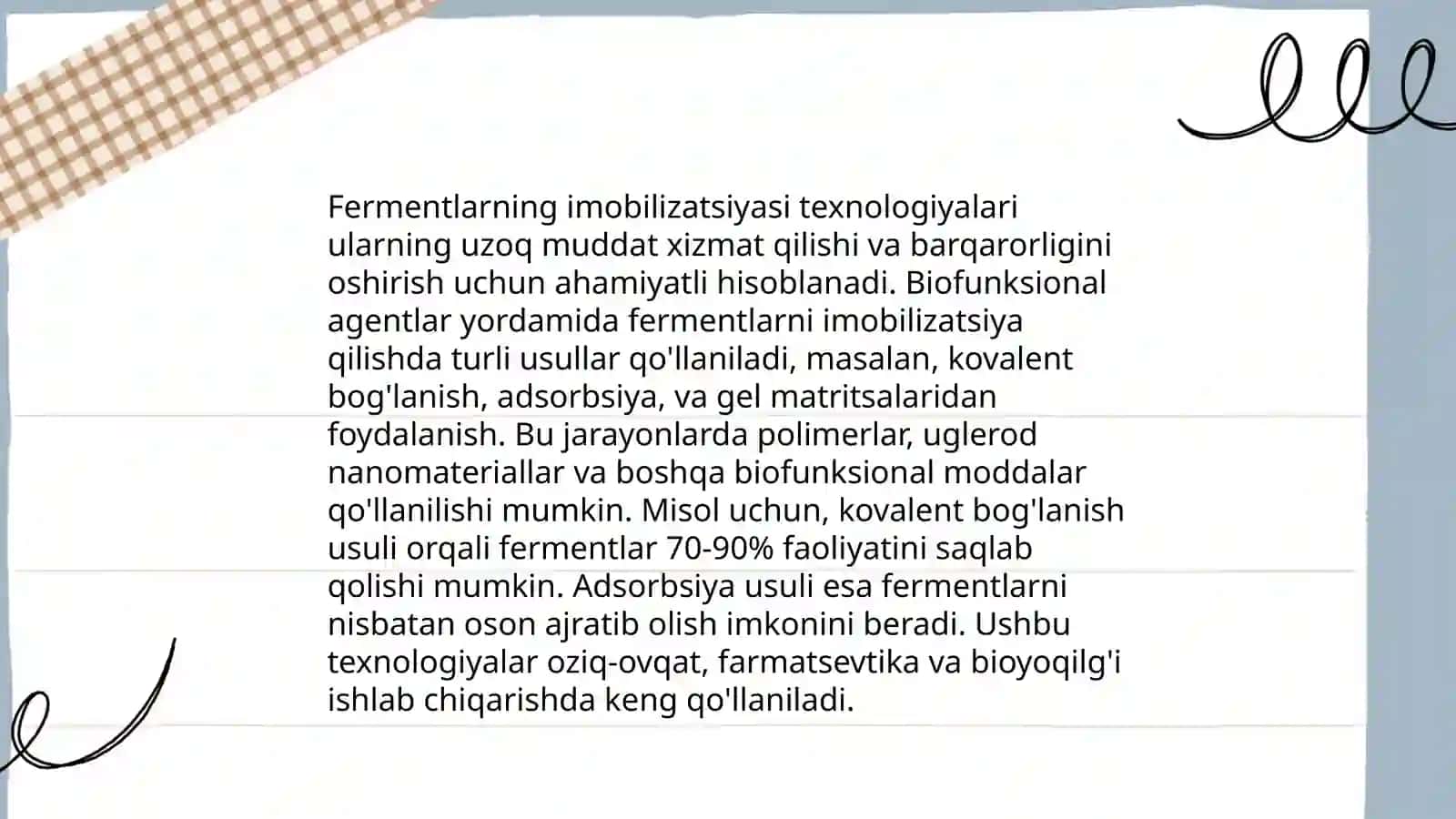 Fermentlarni biofunksioanal agent orqali imobillash 3