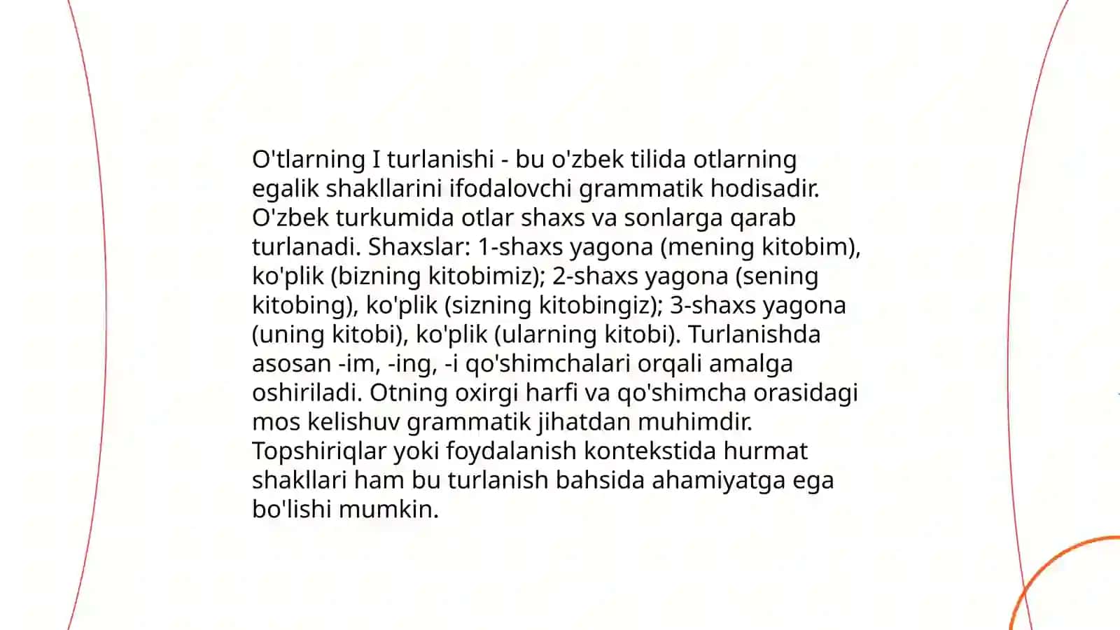 Otlarning 1 va 5 turlanishiga oid test savollar 3