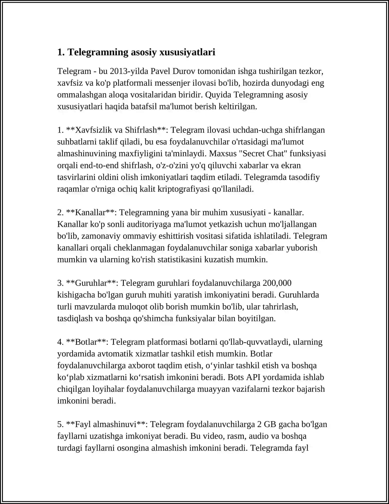 TELEGRAM, FACEBOOKLAR, INSTAGRAMLARNING TUSHUNCHALARI VA QIYOSIY TAHLILI 3