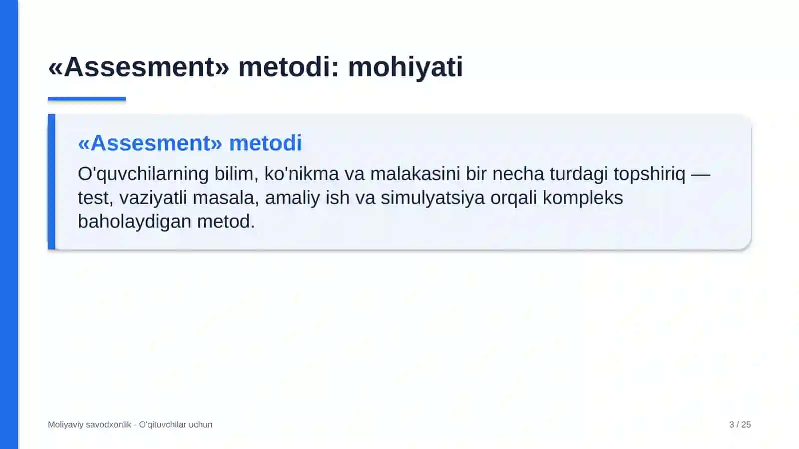 moliyaviy savodxonlik darslarida assesment metodidan foydalanish 5466 3