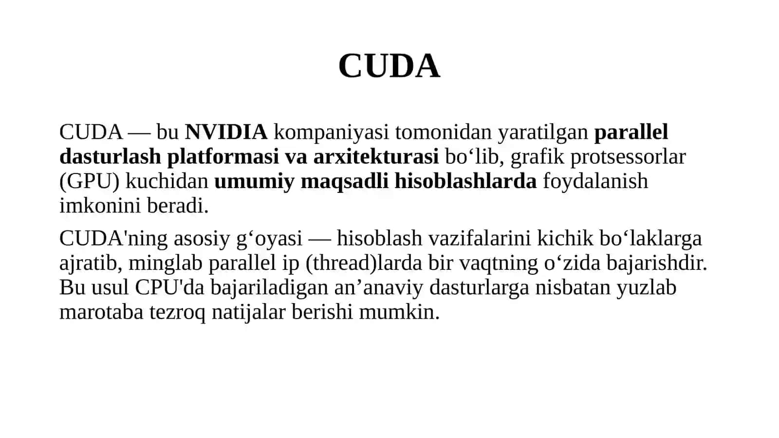 CUDA dasturlash tili va asosiy konsepsiyalari 3