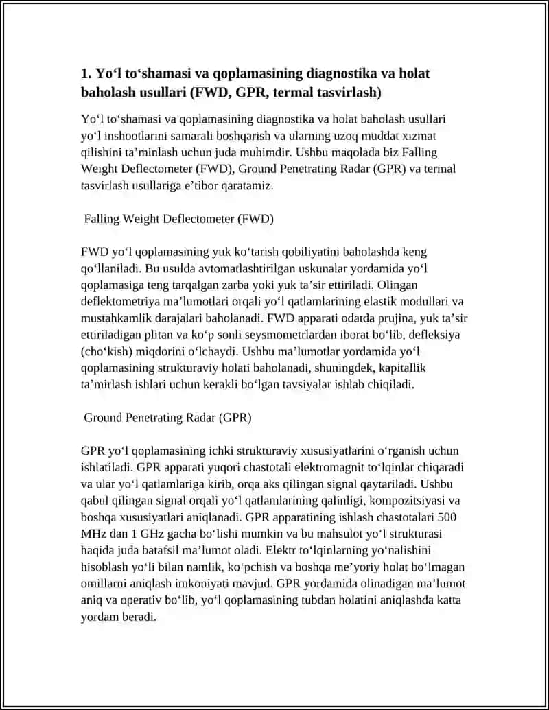 YOʻL TOʻSHAMASI VA QOPLAMASINI REGENRATSIYA QILISHNING ZAMONAVIY USULLARI. 3