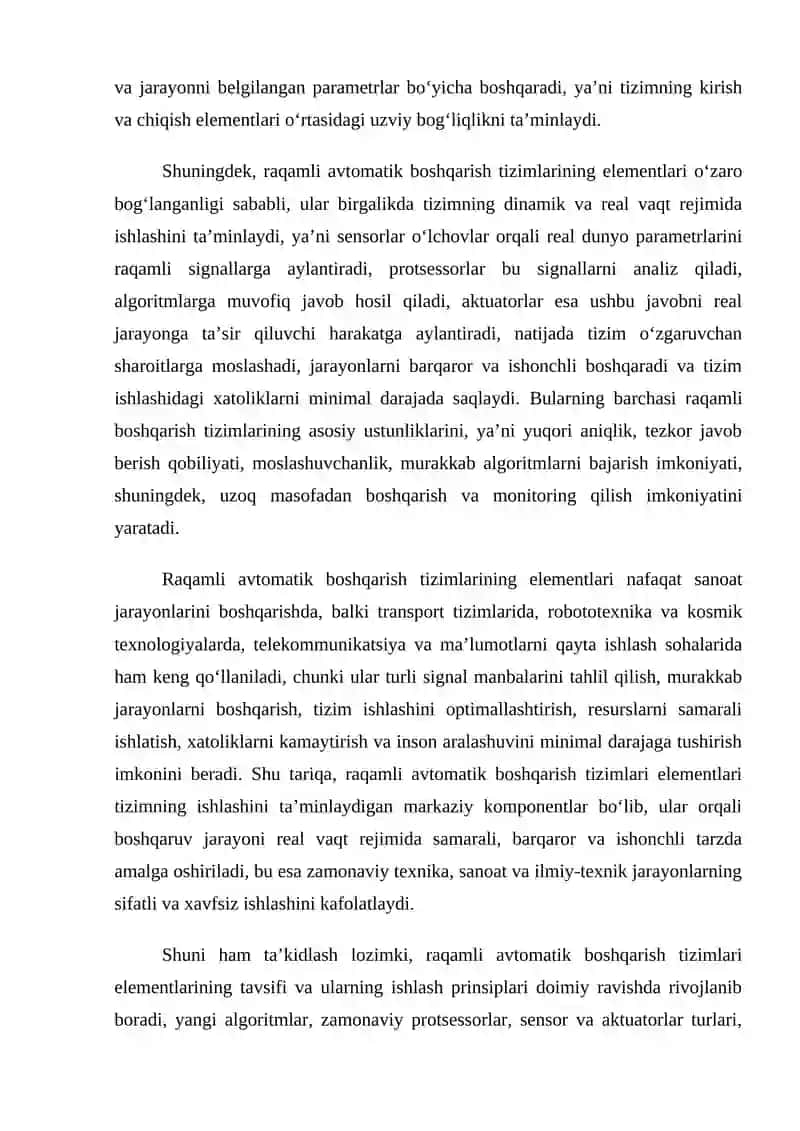 Raqamli avtomatik boshqarish tizimlari elementlarining tavsifi 3