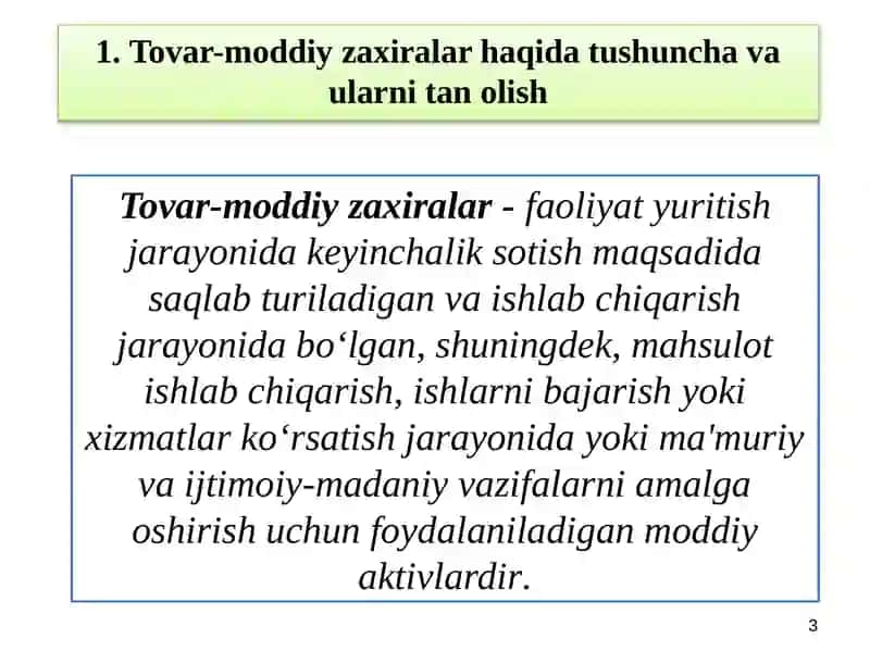 Tovar-modiy zaxiralar sarflanishini buxgalteriyada hisobga olish 3