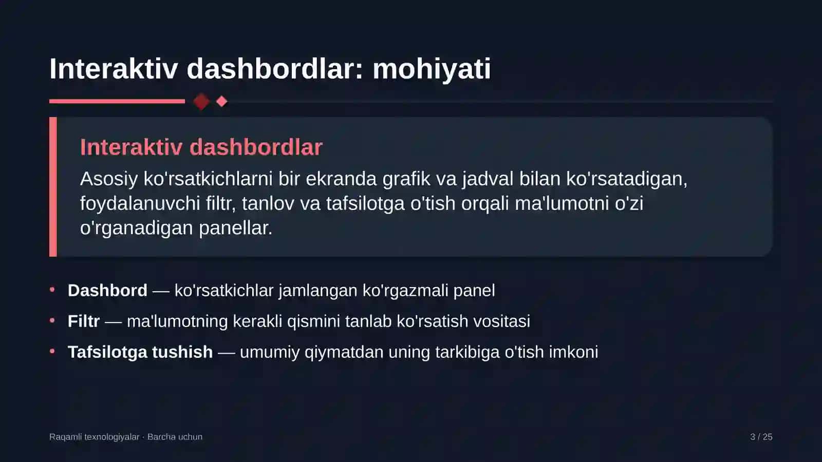 Dashbord — ko'rsatkichlar jamlangan ko'rgazmali panel 3