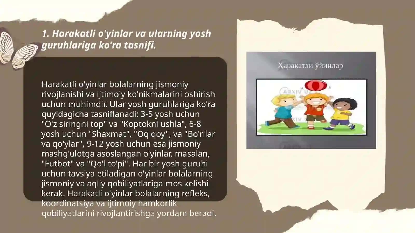 Harakatli o'yinlar va ularning yosh guruhlariga ko'ra tasnifi 3