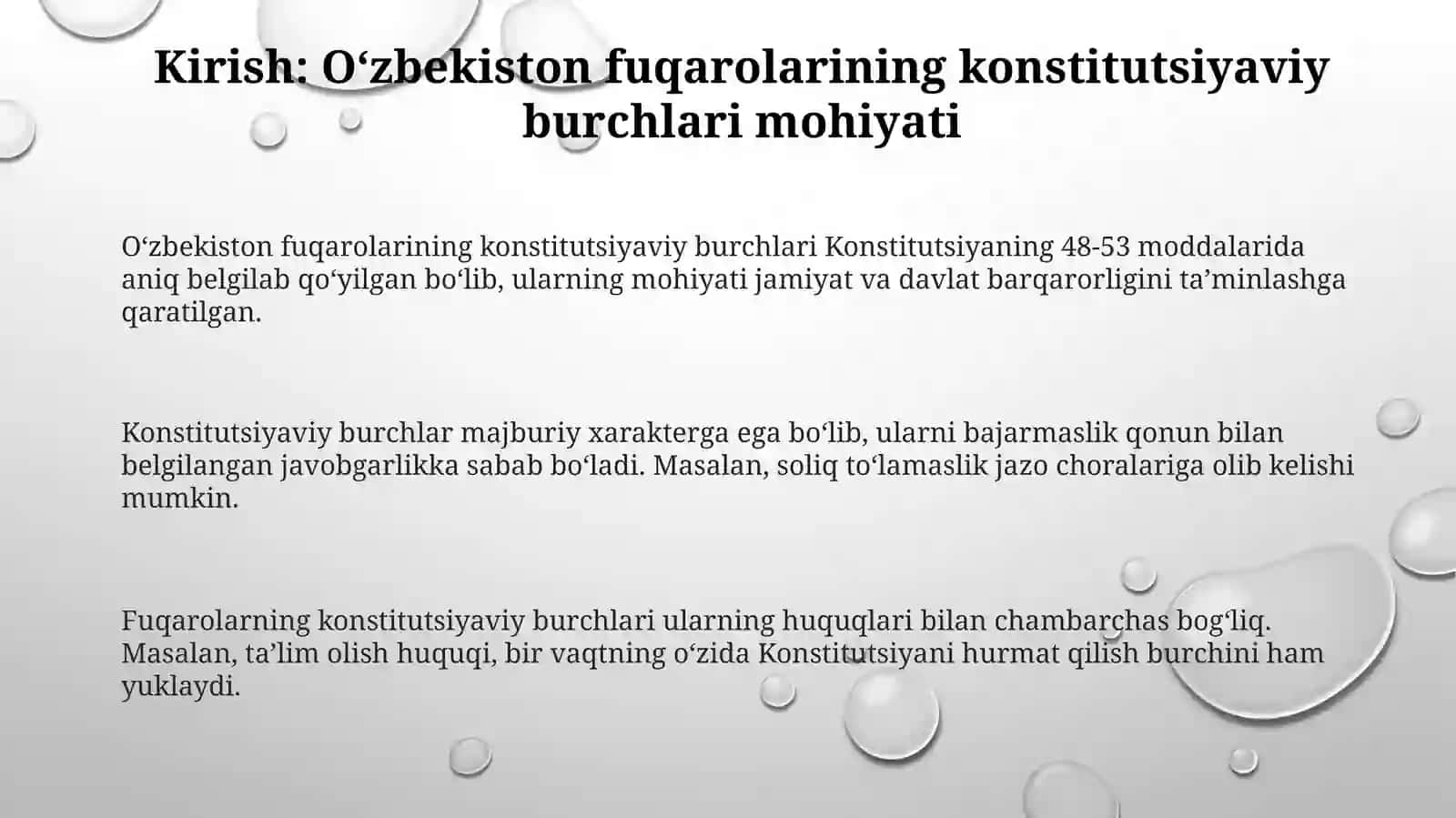 Oʻzbekiston Resbublikasi fuqarolarining konstitutsiyaviy burchlari 3