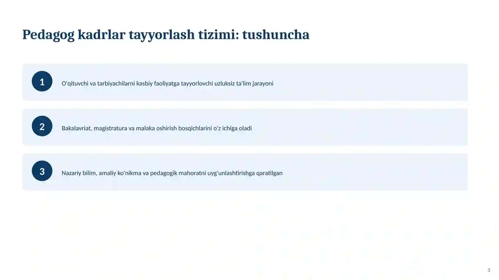 O'ZIGA XOSLIKLAR VA PEDAGOGIK TIZIMNI LOYIHALASHTIRISH 3