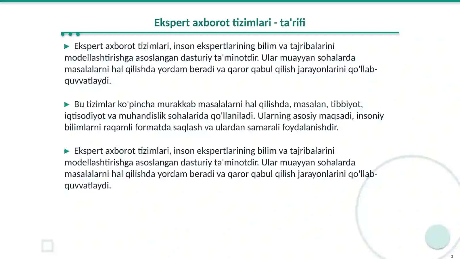 Ekspert axborot tizimlari 3