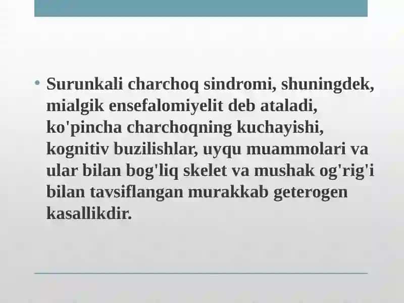 Surunkali charchoq sindromi (CFS) 3
