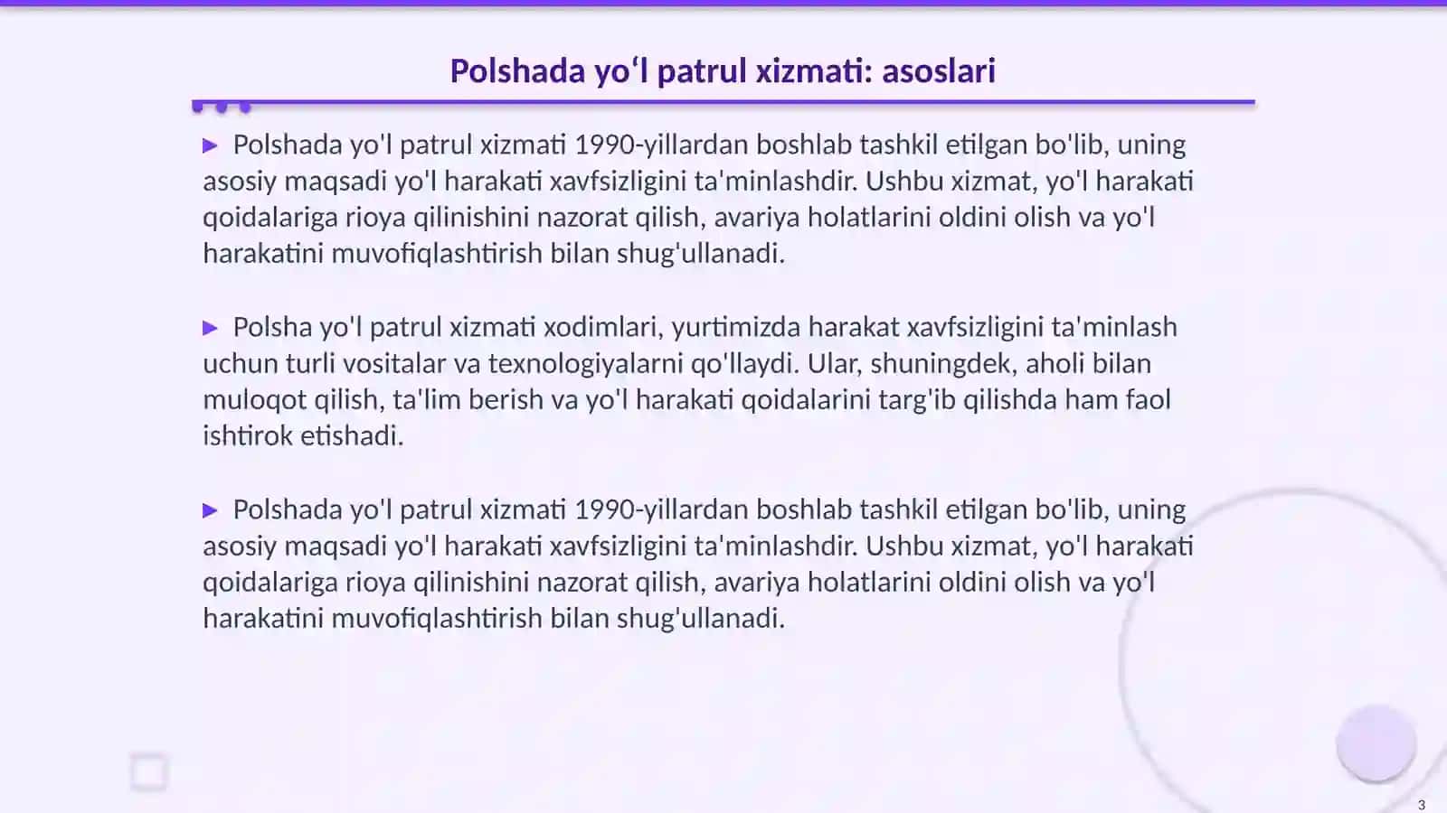 Polashada yoʻl patrul xizmati xodimini huquq va majburiyatlari 3