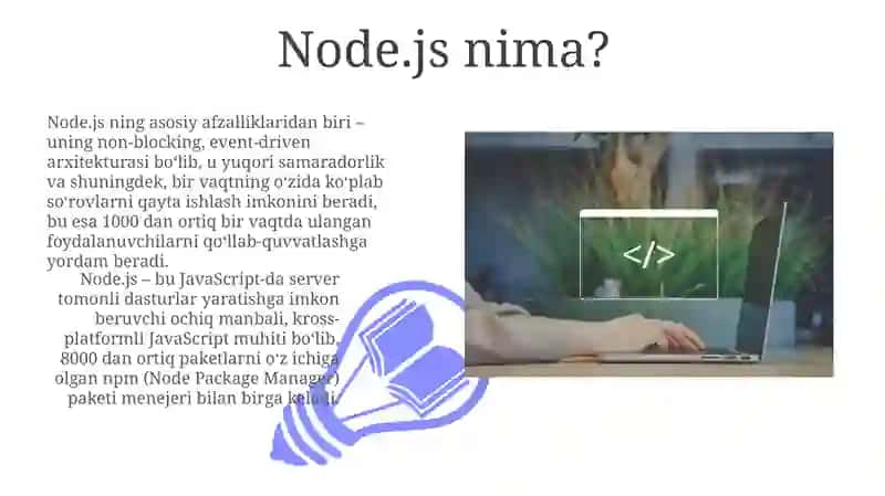 Node.js haqida tushuncha imkoniyatlari, amaliy ko'rsatmalar 3
