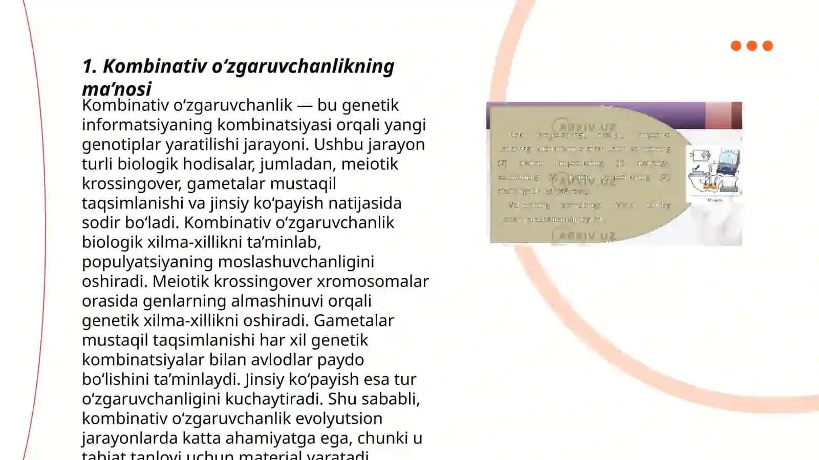 Kombinativ va rekombinativ o‘zgaruvchanliklar 3