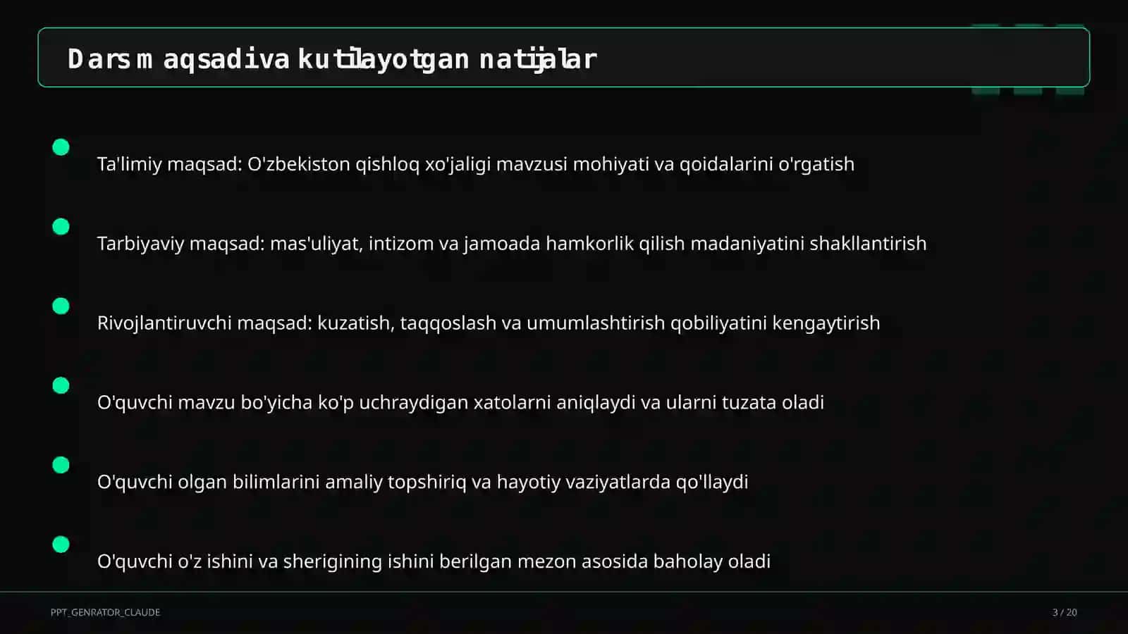 O'zbekiston qishloq xo'jaligi (9-sinf) 3