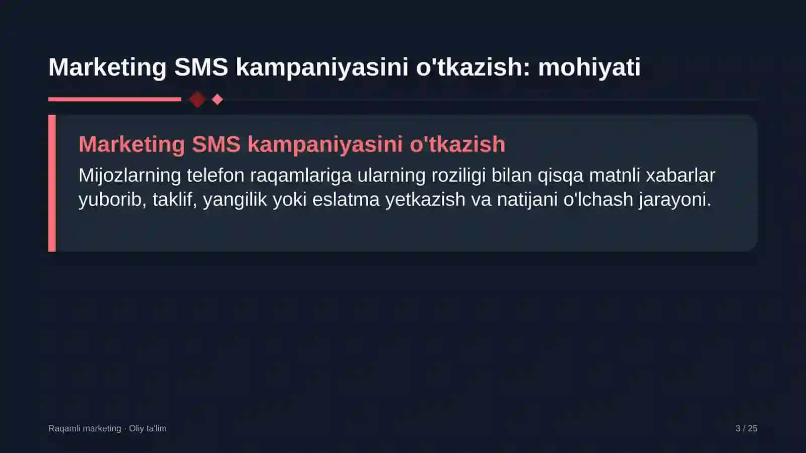 yoga studiyalarida marketing uchun sms xabarlar kampaniyasini o'tkazish 9120 3