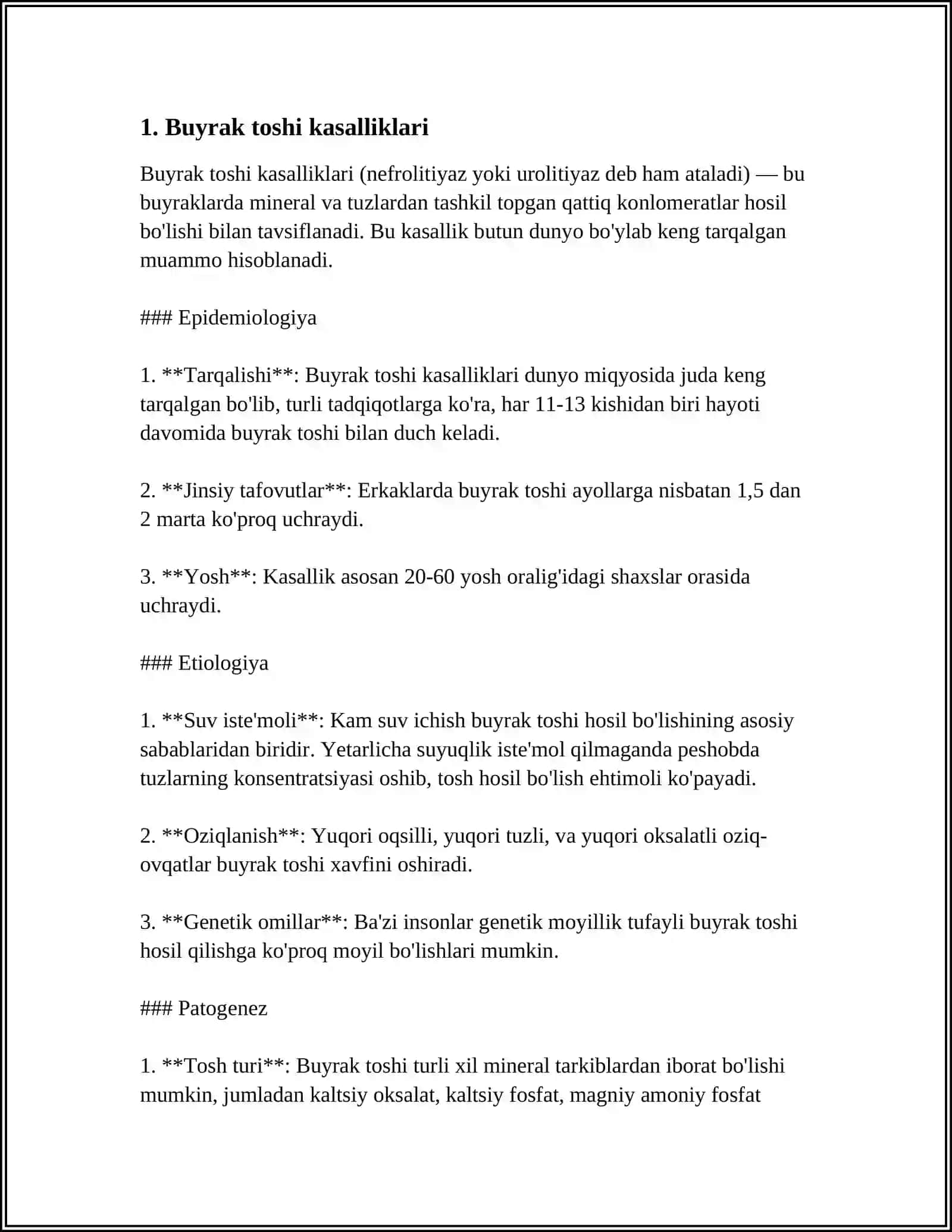 BUYRAK VA SIYDIK TOSH KASALLIKLARI. NEVROLITOZ 3