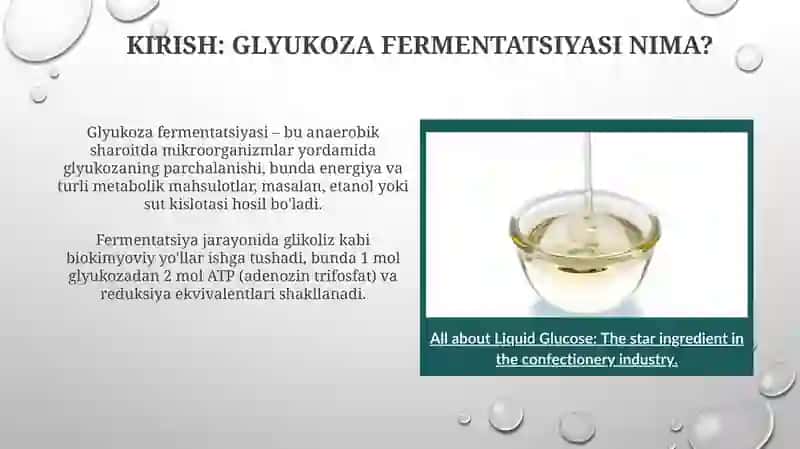 Glyukozaning bijg'ishidan olinadigan mahsulotlar 3