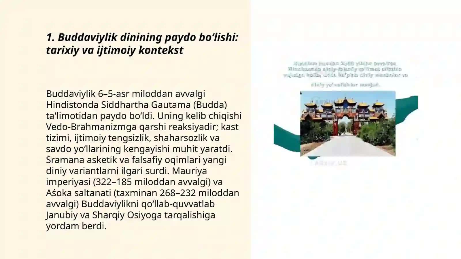 Buddaviylik dinining paydo boʻlishi tarixi, asosiy ta'limotlari, oqimlari va manbalari 3