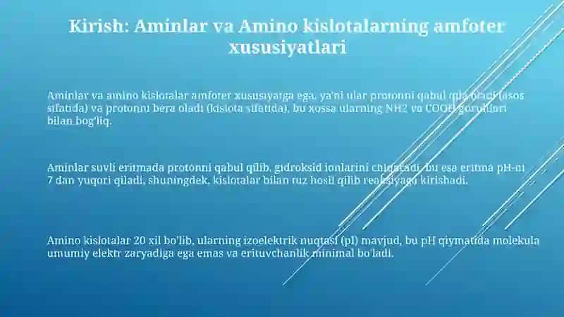 Aminlar va Aminokislotalar amfoter xossalarining goirtajribalar 3