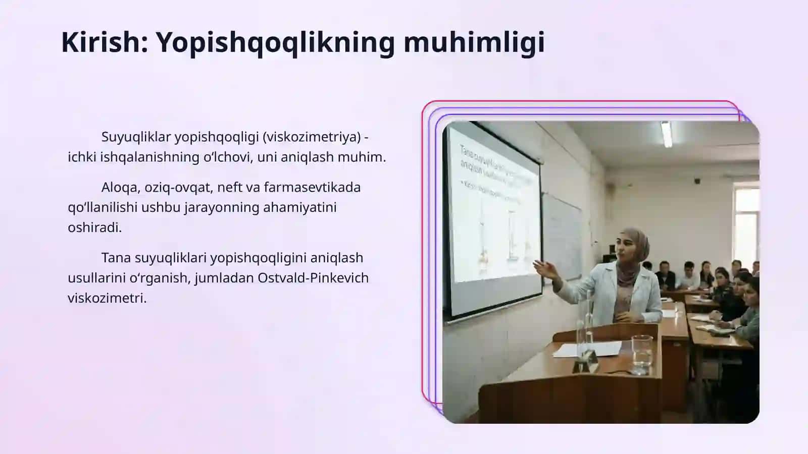 Tana suyuqliklarining yopishqoqligini aniqlash usullarini oʻrganish. Ostvald-Pinkevich viskozimetri VPJ-2 va VK-4 yordamida suyuqliklarning yopishqoqligini aniqlash 3