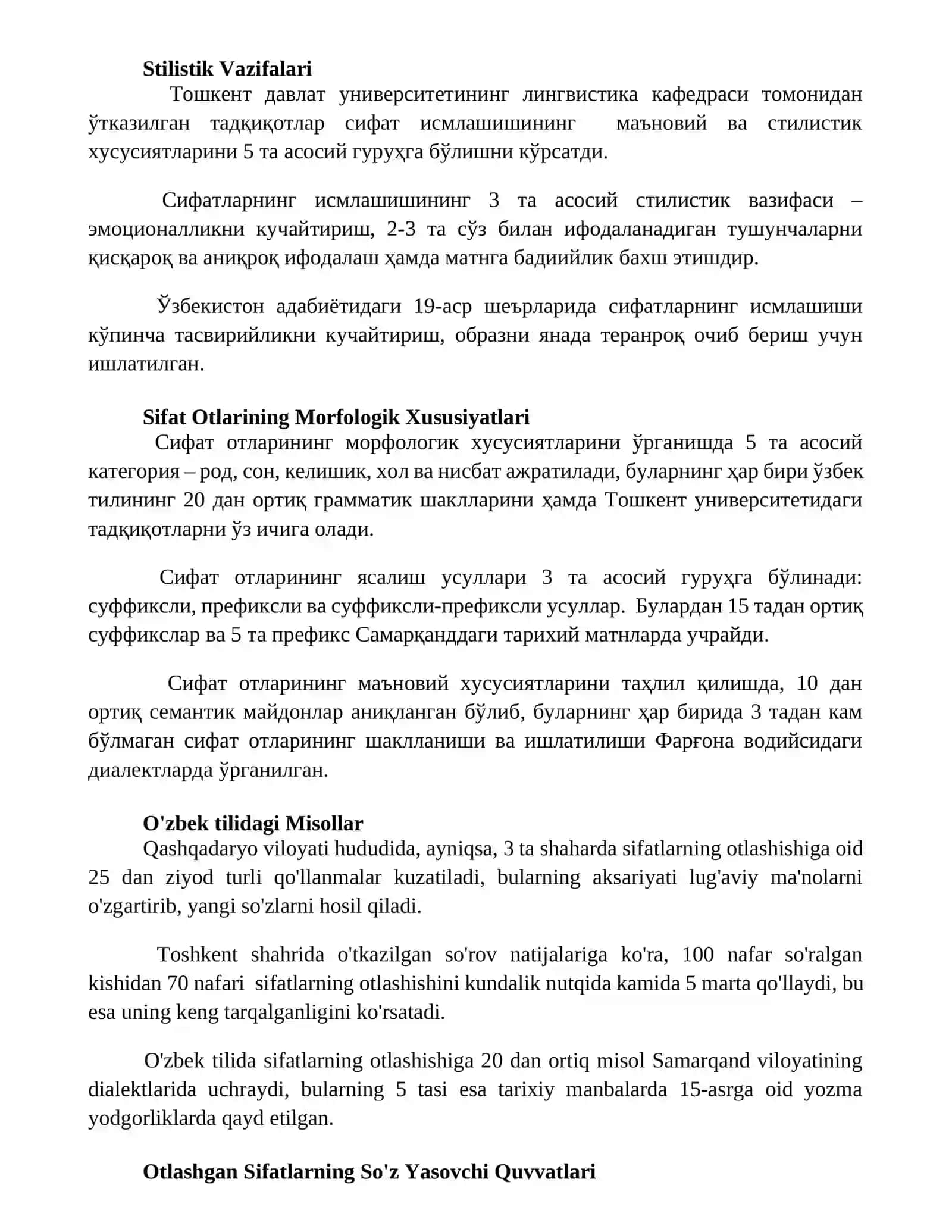 Sifatlarning otlashishi 3