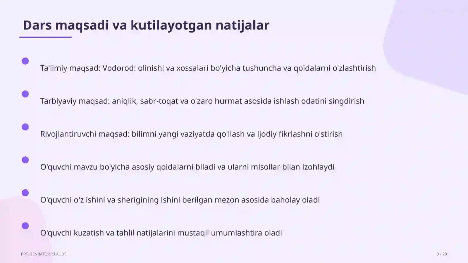Vodorod: olinishi va xossalari (7-sinf) 3