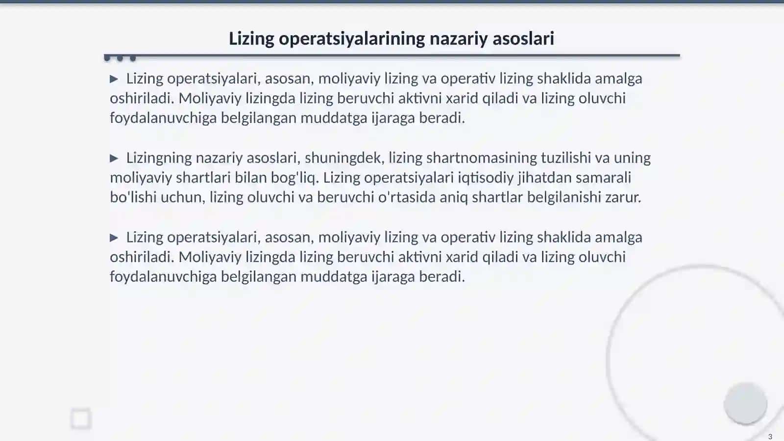 Banklarda lizing operatsiyalari hisobining nazariy asoslari 3