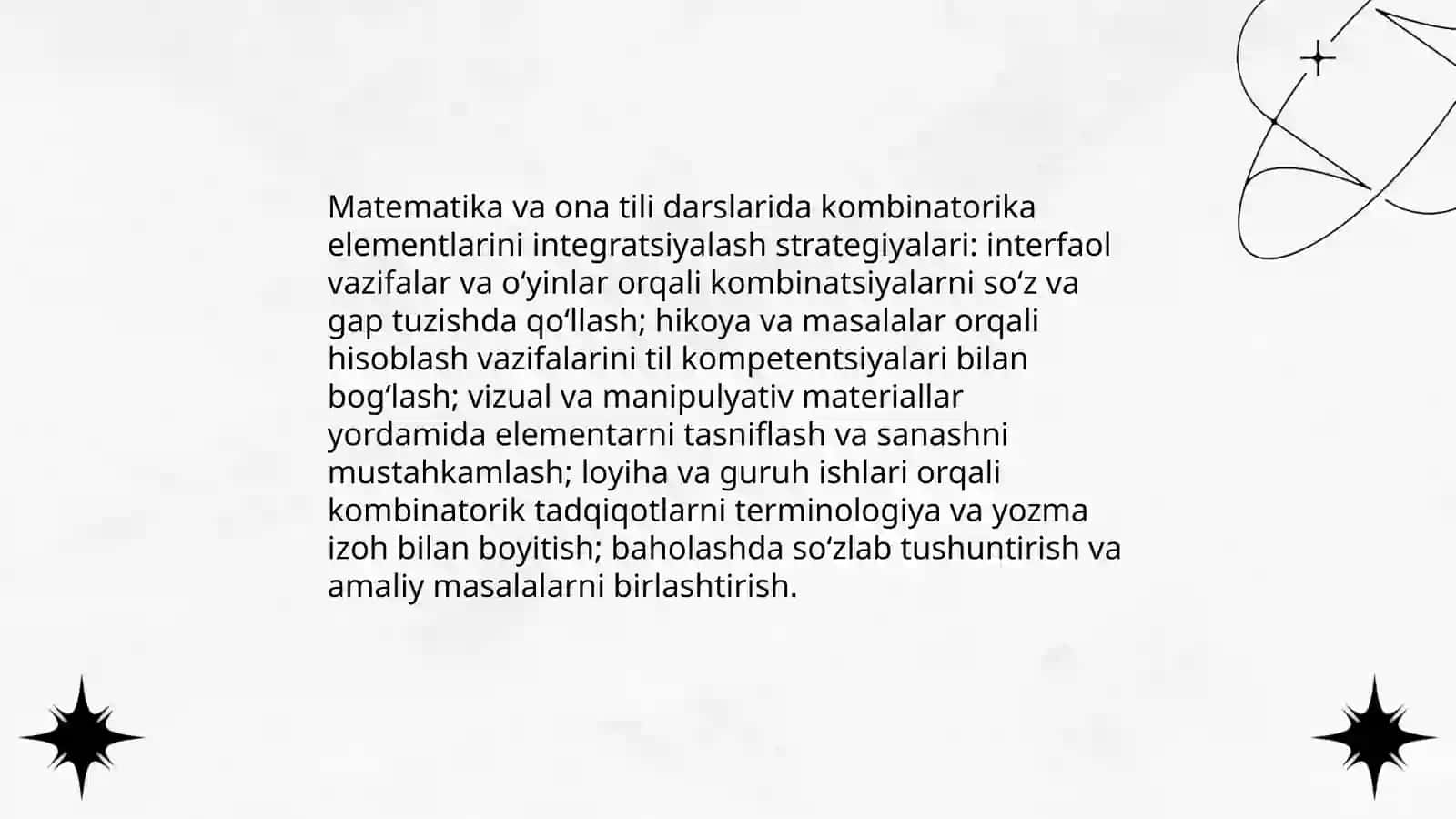 Kombinatorika elementlarida boshlang'ich ta'lim fanlari integratsiyasi 3