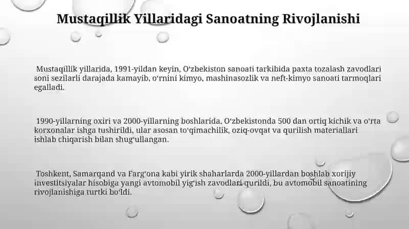 Mustaqillik Yillarida Sanoatning Rivojlanishi 3