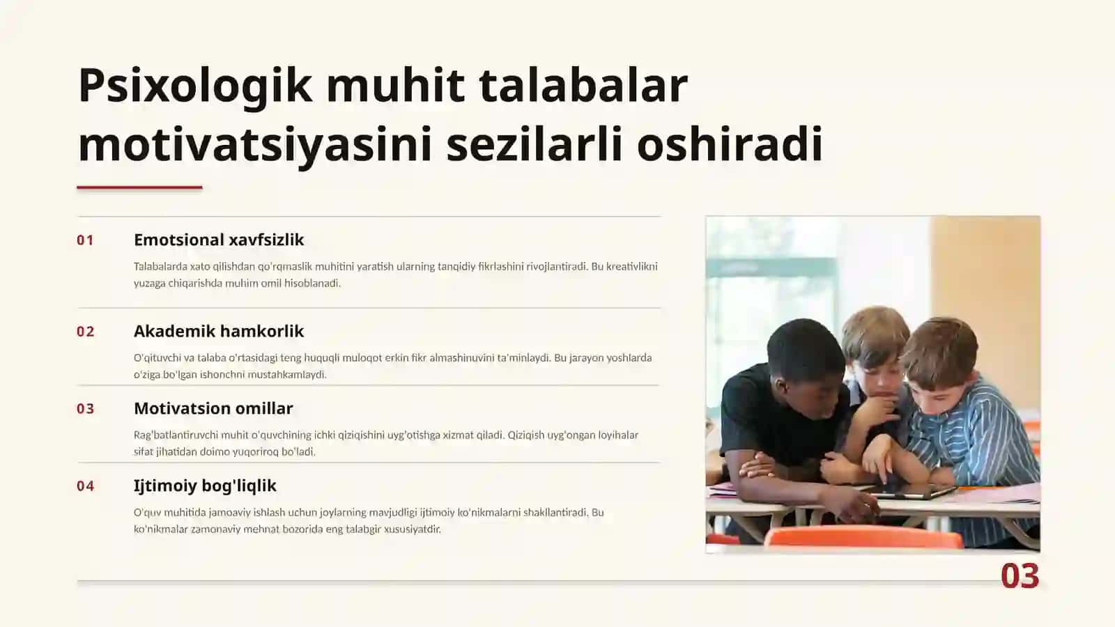 Ta'lim muhitining psixologik asoslari 3