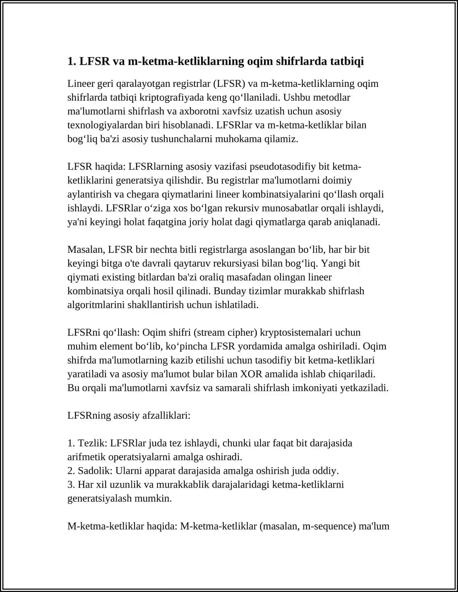 KRIPTOGRAFIYADA SONLI KETMA-KETLIKLARNING TATBIQLARI 3