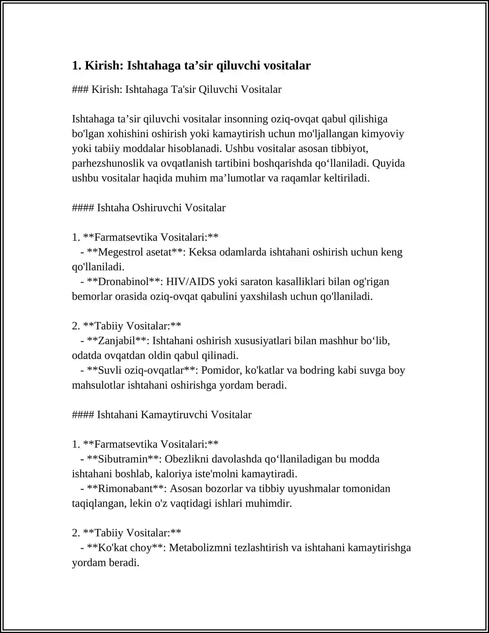 ISHTAHAGA TAʼSIR QILADIGAN VOSITALAR ULARNING XOSSALARI VA QOʻLLANISH MEʼDA SHIRASI SEKRESIYASI OSHGANDA VA PASAYGANDA QOʻLLANILADIGAN VOSITALAR 3