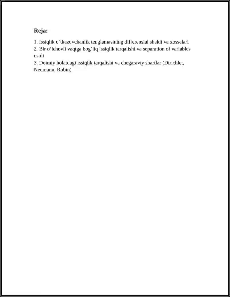 ISSIQLIK DINAMIKASI VA ISSIQLIK ALMASHINUVIDA DIFFERENSIAL HISOB TATBIQLARI 3