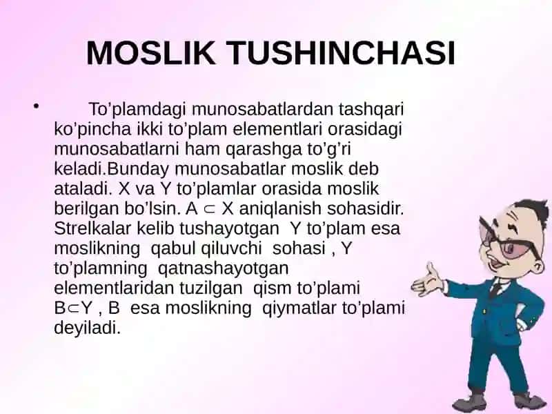 MOSLIK VA MUNOSABATLAR 3